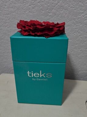 Tieks Turquoise Box with Red Flower Accent